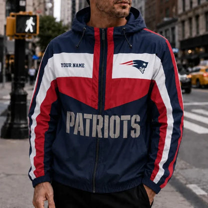 [SPECIAL OFFER] NEW CUSTOMIZED NFL27 NEP NEW ENGLAND PATRIOTS WINDBREAKER JACKET