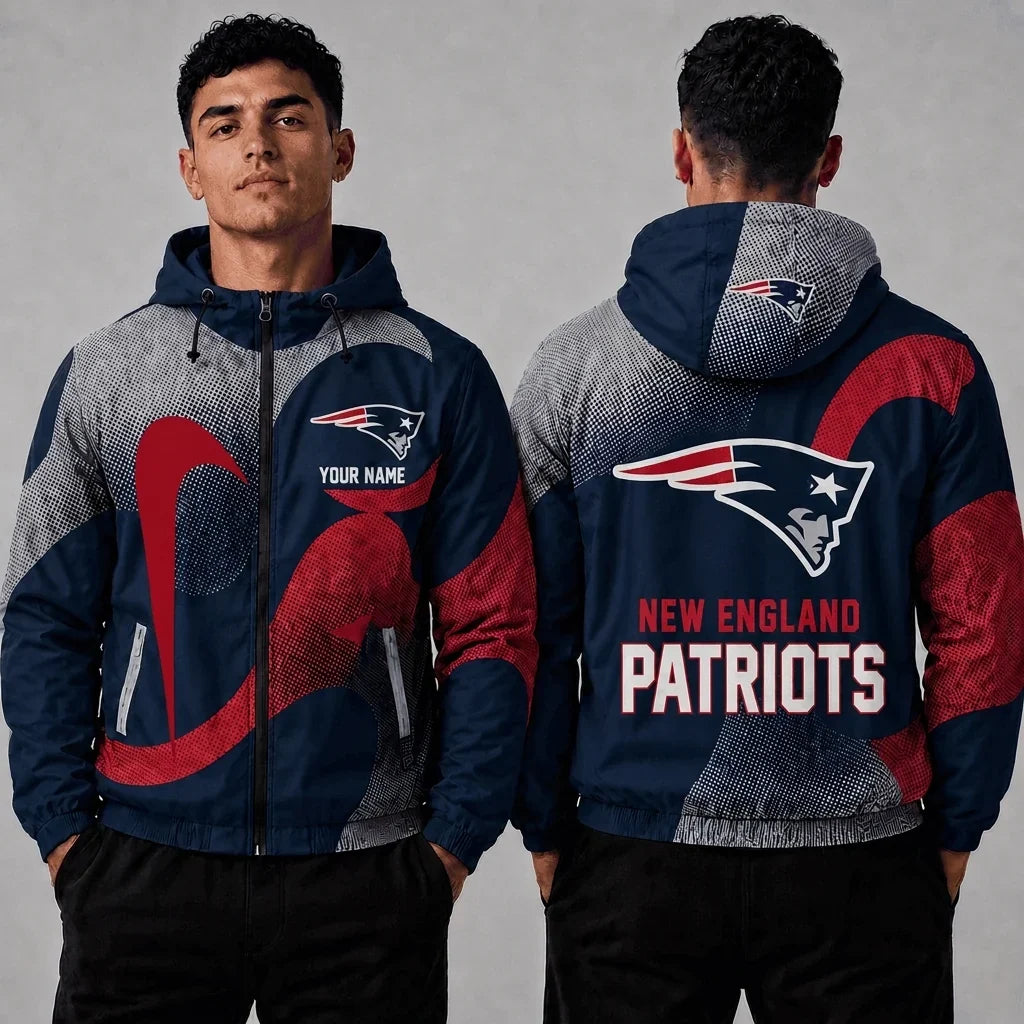 [SPECIAL OFFER] NEW CUSTOMIZED NFL27 NEP NEW ENGLAND PATRIOTS WINDBREAKER JACKET