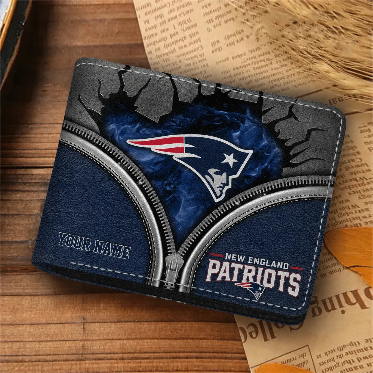 [SPECIAL OFFER] NEW CUSTOMIZED NFL27 NEP NEW ENGLAND PATRIOTS LEATHER WALLET