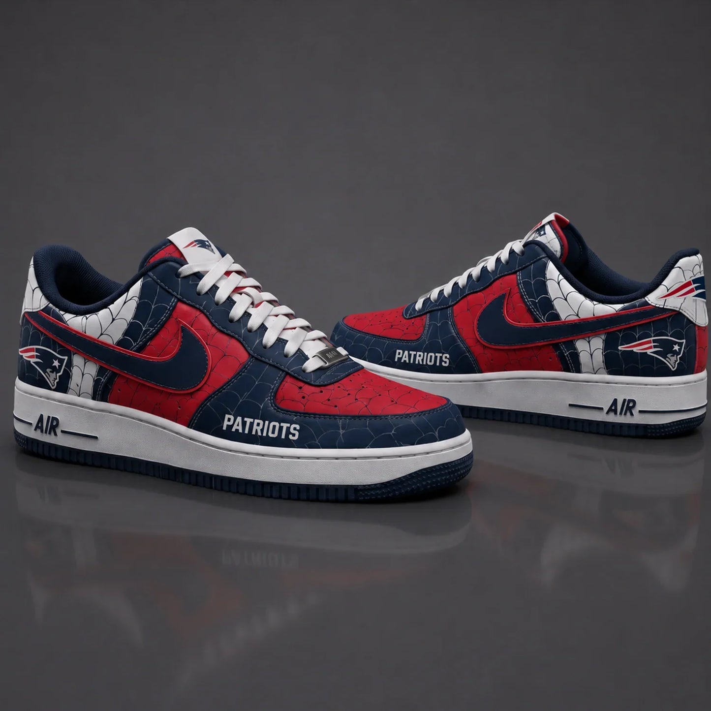 [SPECIAL OFFER] NEW CUSTOMIZED NFL27 NEP NEW ENGLAND PATRIOTS x SPIDER AF1 SHOES