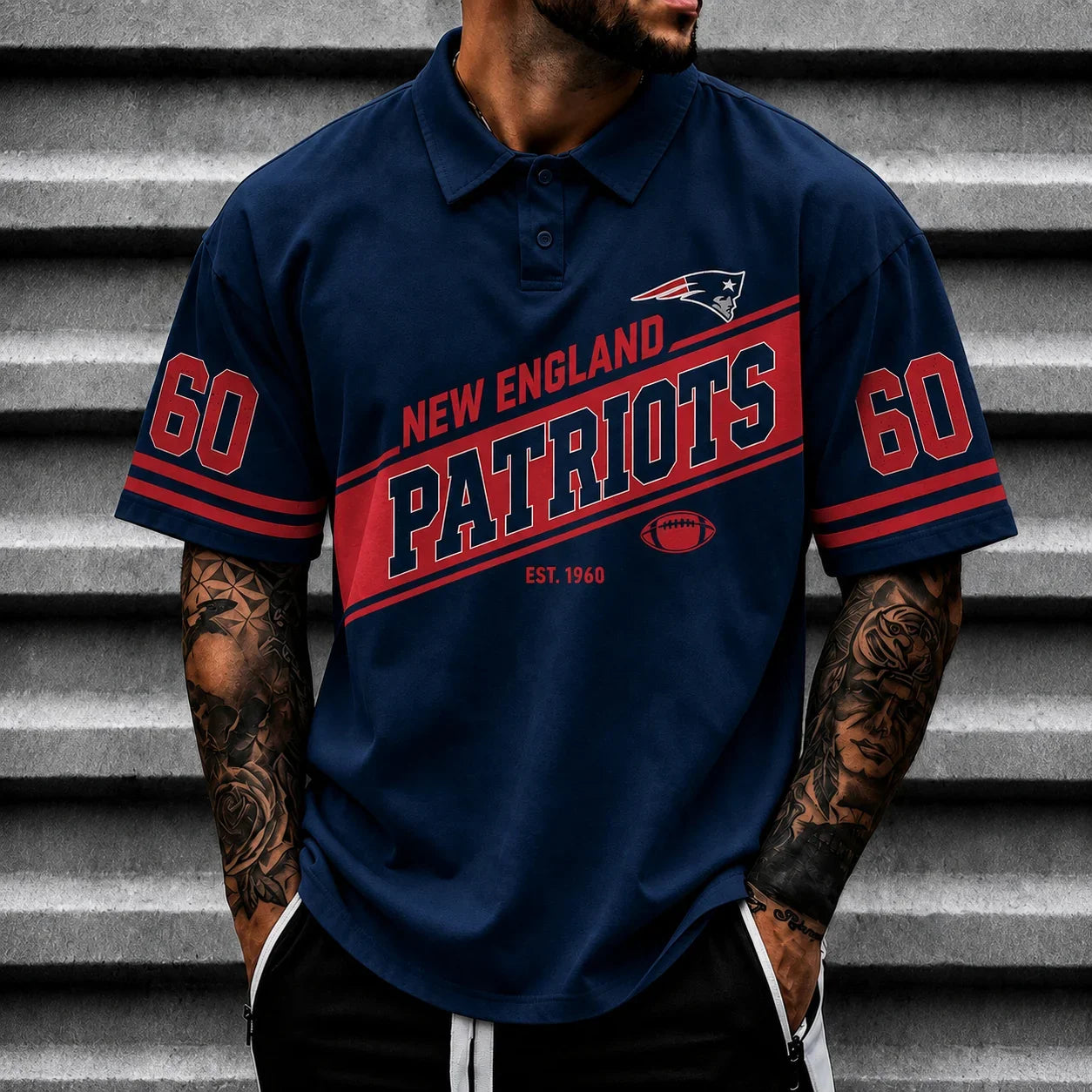 [SPECIAL OFFER] NEW CUSTOMIZED NFL27 NEP NEW ENGLAND PATRIOTS POLO SHIRT