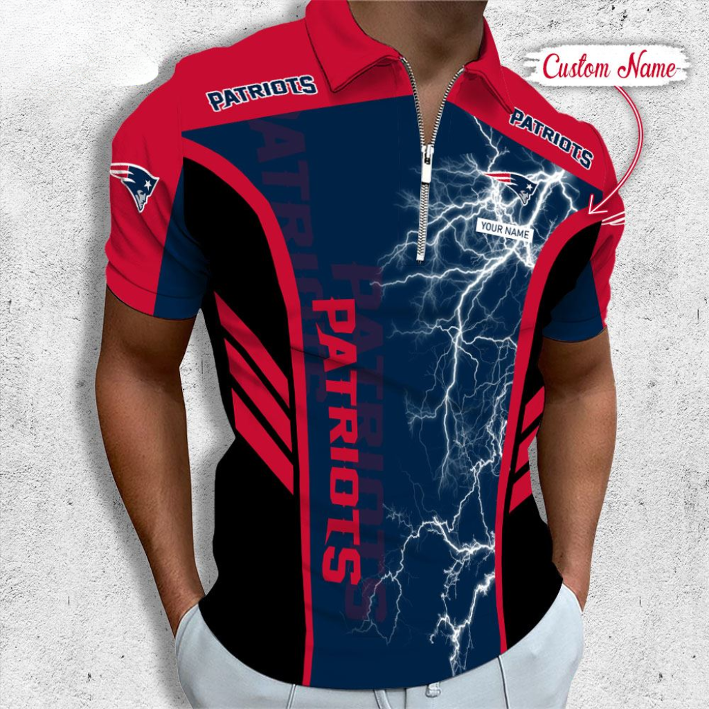 [SPECIAL OFFER] NEW CUSTOMIZED NFL27 NEP NEW ENGLAND PATRIOTS ZIP POLO SHIRT