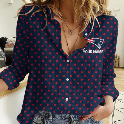 [SPECIAL OFFER] NEW CUSTOMIZED NFL27 NEP NEW ENGLAND PATRIOTS WOMEN CASUAL SHIRT