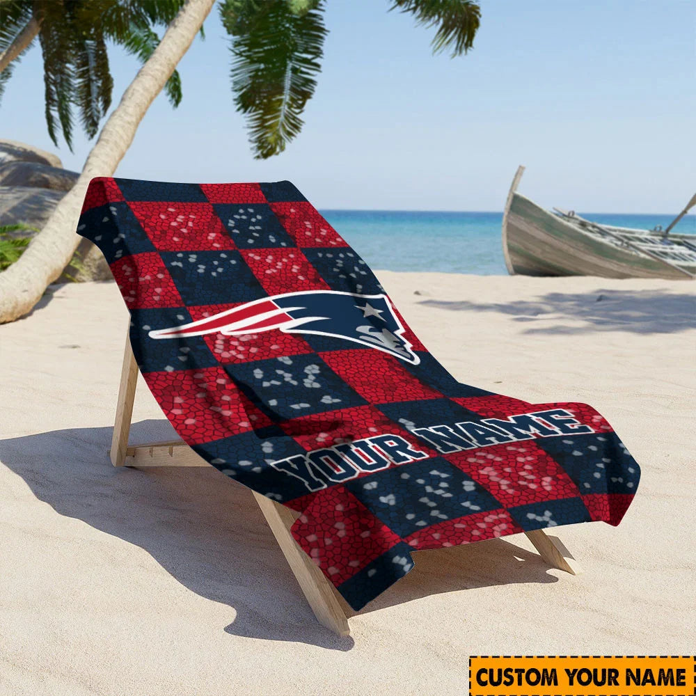 [SPECIAL OFFER] NEW CUSTOMIZED NFL27 NEP NEW ENGLAND PATRIOTS BEACH TOWEL