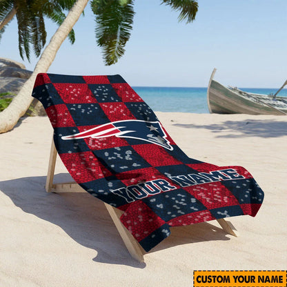 [SPECIAL OFFER] NEW CUSTOMIZED NFL27 NEP NEW ENGLAND PATRIOTS BEACH TOWEL