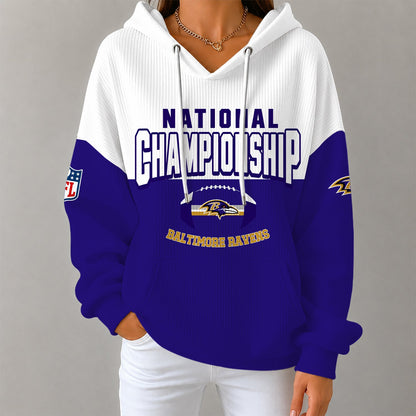 [SPECIAL OFFER] NEW CUSTOMIZED NFL28 BTR BALTIMORE RAVENS RIBBED HOODIE & SWEATSHIRT