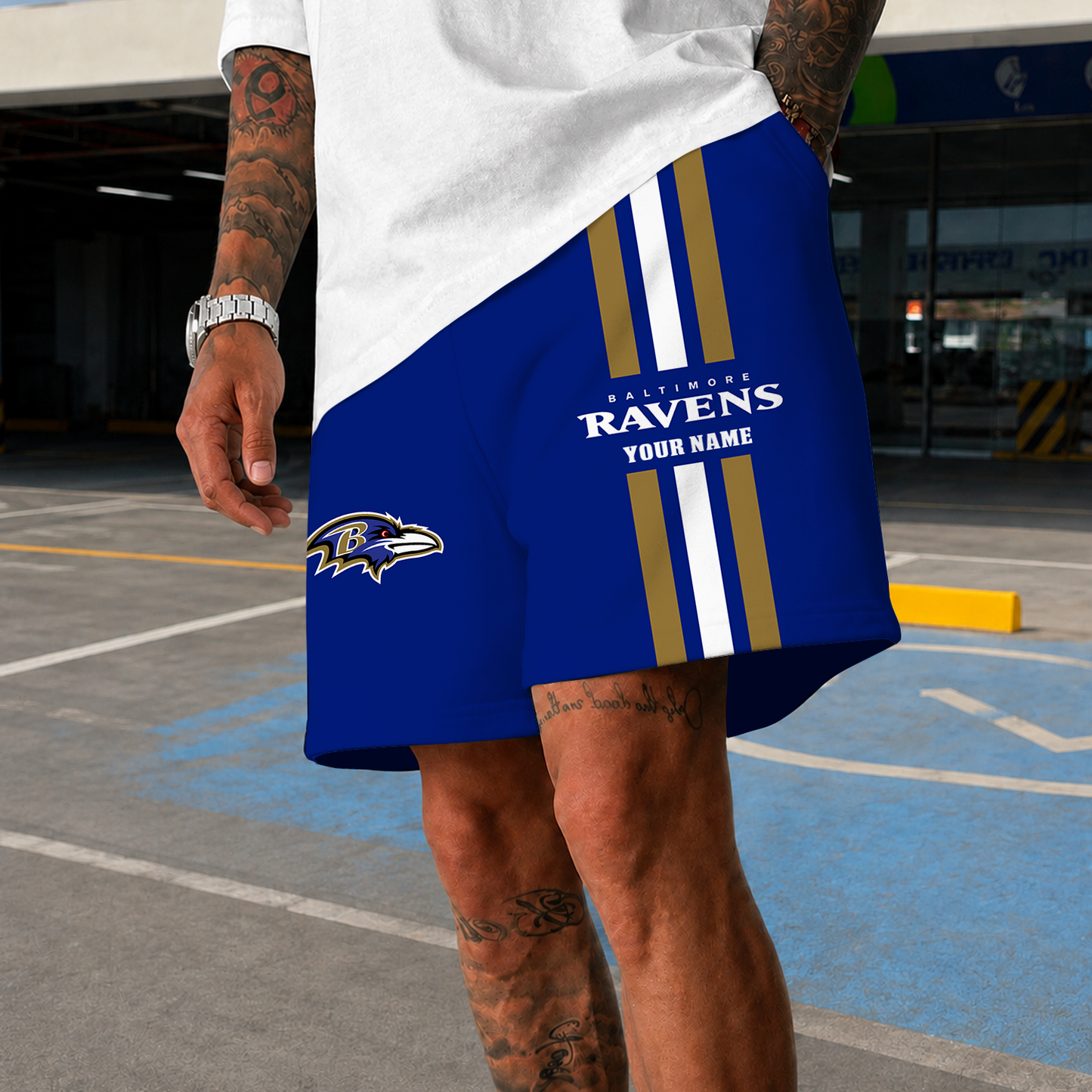 [SPECIAL OFFER] NEW CUSTOMIZED NFL28 BTR BALTIMORE RAVENS SHORT PANTS
