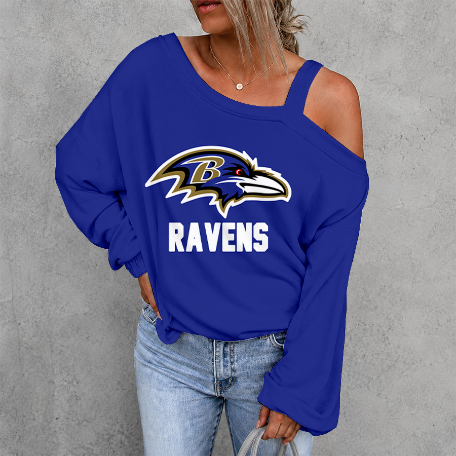 [SPECIAL OFFER] NEW CUSTOMIZED NFL28 BTR BALTIMORE RAVENS DROP SHOULDER SWEATSHIRT