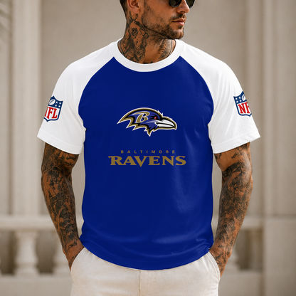 [SPECIAL OFFER] NEW CUSTOMIZED NFL28 BTR BALTIMORE RAVENS RAGLAN TEE