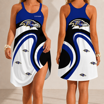 [SPECIAL OFFER] NEW CUSTOMIZED NFL28 BTR BALTIMORE RAVENS CAMISOLE DRESS