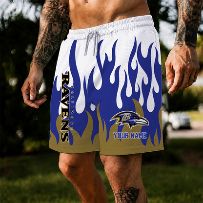 [SPECIAL OFFER] NEW CUSTOMIZED NFL28 BTR BALTIMORE RAVENS SHORT PANTS