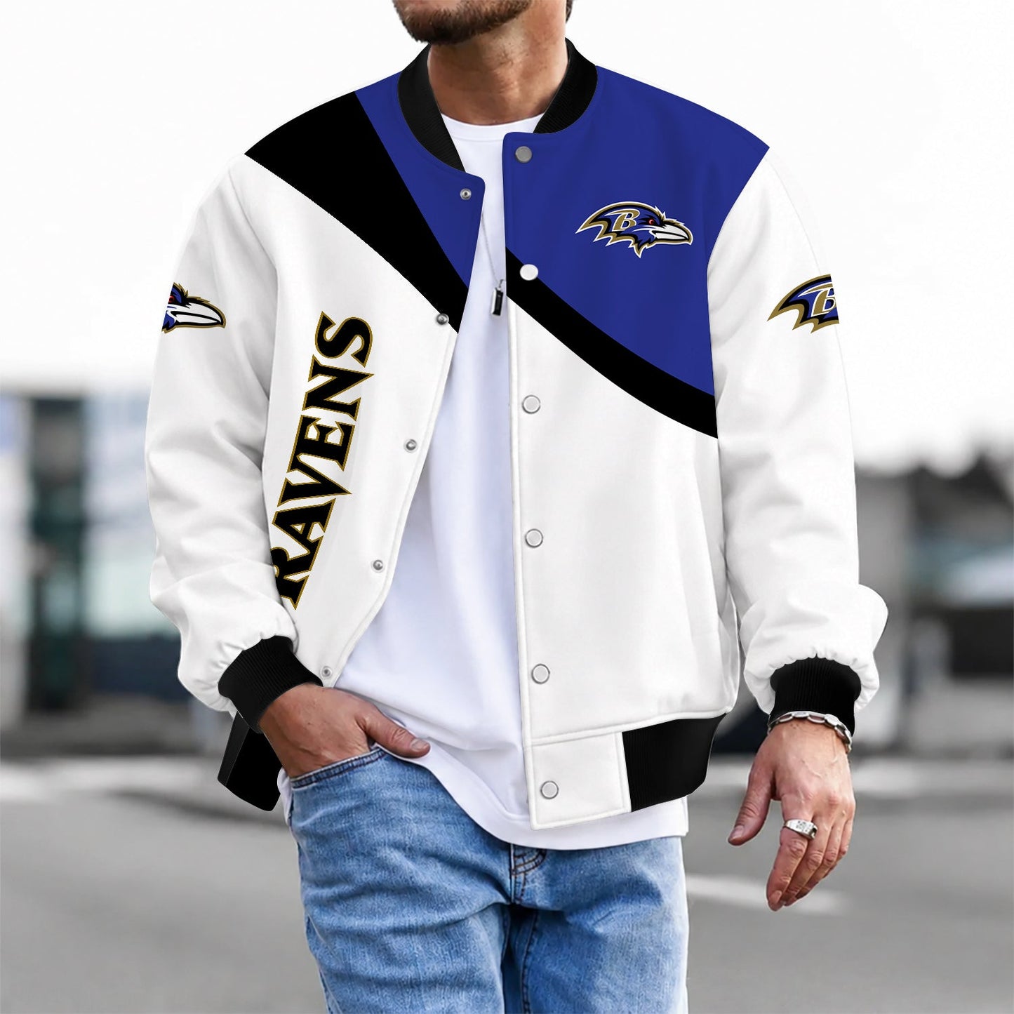 [SPECIAL OFFER] NEW CUSTOMIZED NFL28 BTR BALTIMORE RAVENS SATIN VARSITY & BASEBALL JACKET