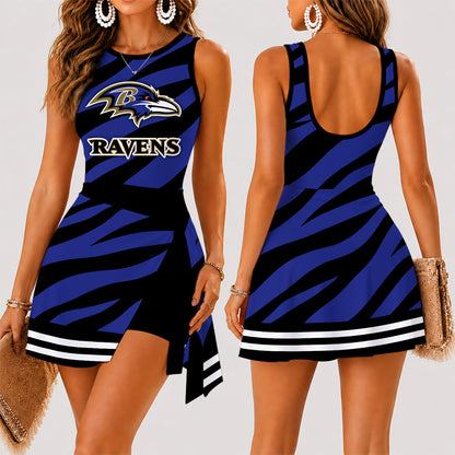 [SPECIAL OFFER] NEW CUSTOMIZED NFL28 BTR BALTIMORE RAVENS WOMEN'S SUMMER SKORT DRESS