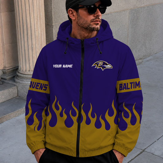 [SPECIAL OFFER] NEW CUSTOMIZED NFL28 BTR BALTIMORE RAVENS WINDBREAKER JACKET
