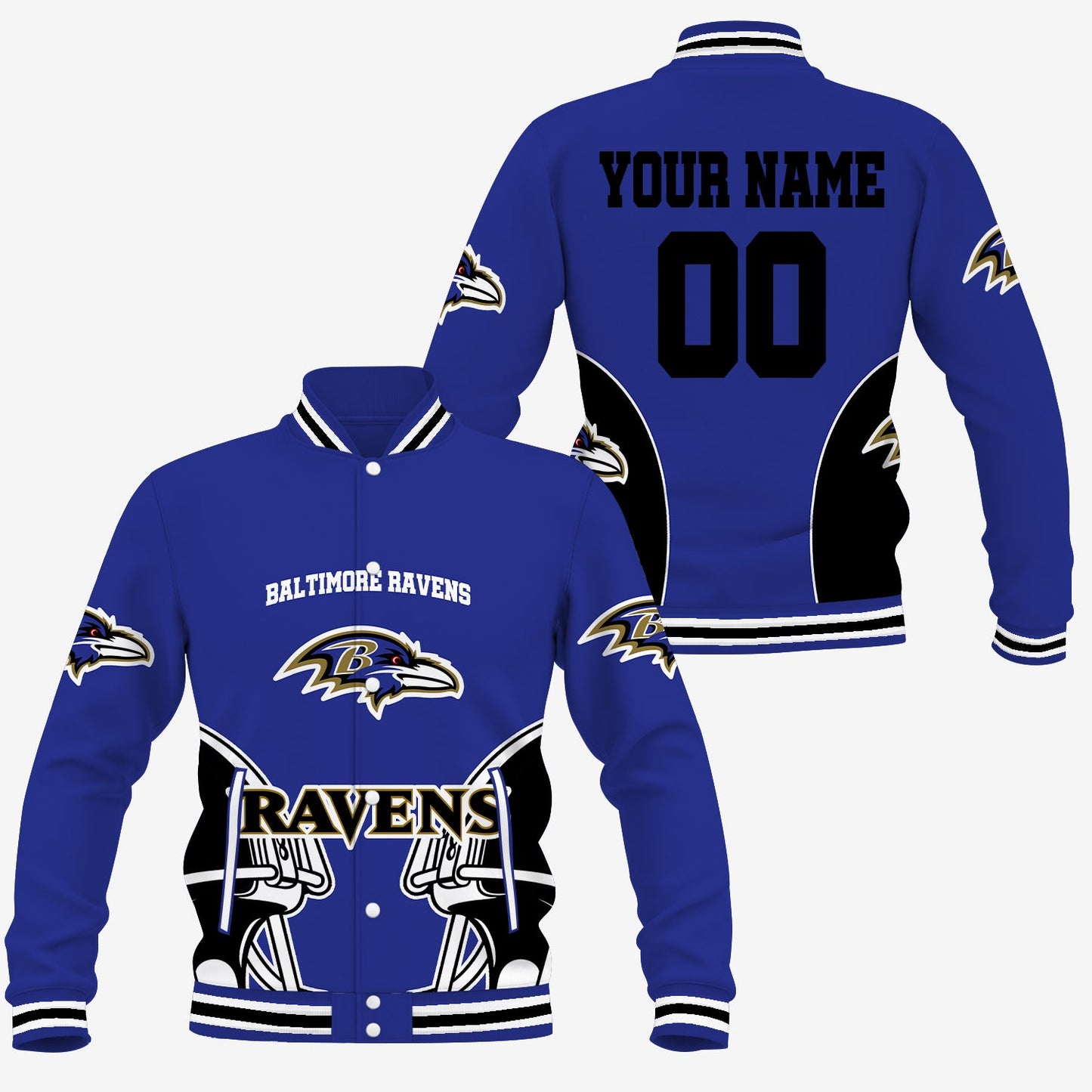 [SPECIAL OFFER] NEW CUSTOMIZED NFL28 BTR BALTIMORE RAVENS SATIN VARSITY & BASEBALL JACKET