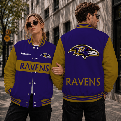 [SPECIAL OFFER] NEW CUSTOMIZED NFL28 BTR BALTIMORE RAVENS SATIN VARSITY & BASEBALL JACKET