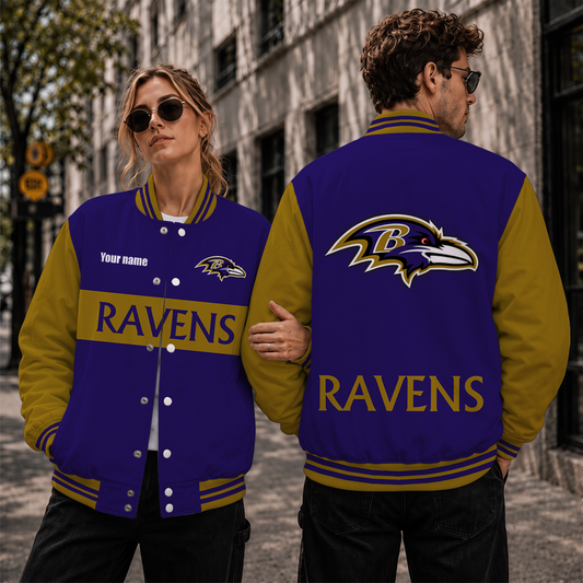 [SPECIAL OFFER] NEW CUSTOMIZED NFL28 BTR BALTIMORE RAVENS SATIN VARSITY & BASEBALL JACKET