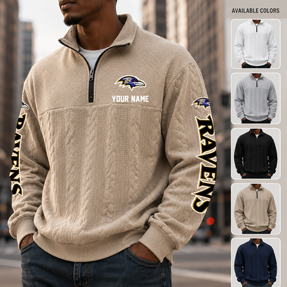 [SPECIAL OFFER] NEW CUSTOMIZED NFL28 BTR BALTIMORE RAVENS MULTICOLOR QUARTER-ZIP SWEATSHIRT