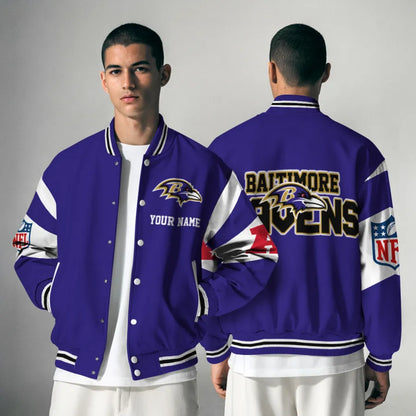 [SPECIAL OFFER] NEW CUSTOMIZED NFL28 BTR BALTIMORE RAVENS SATIN VARSITY & BASEBALL JACKET