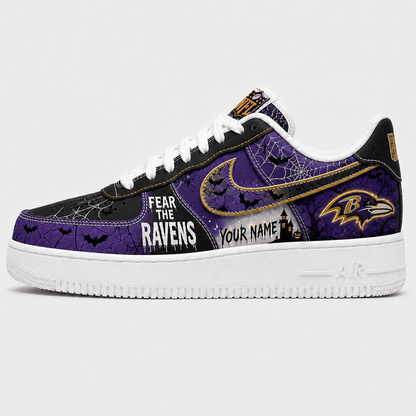 [SPECIAL OFFER] NEW CUSTOMIZED NFL28 BTR BALTIMORE RAVENS HALLOWEEN AF1 SHOES