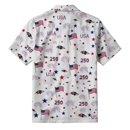 [SPECIAL OFFER] NEW CUSTOMIZED NFL28 BTR BALTIMORE RAVENS PATRIOTIC 250 USA HAWAIIAN SHIRT