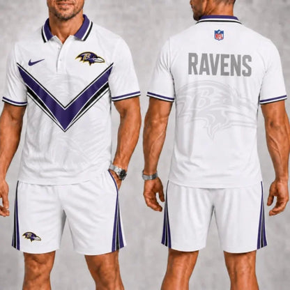[SPECIAL OFFER] NEW CUSTOMIZED NFL28 BTR BALTIMORE RAVENS POLO SHIRT & SHORT PANTS