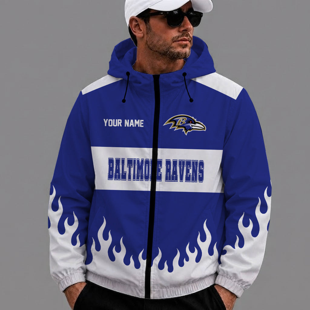 [SPECIAL OFFER] NEW CUSTOMIZED NFL28 BTR BALTIMORE RAVENS WINDBREAKER JACKET
