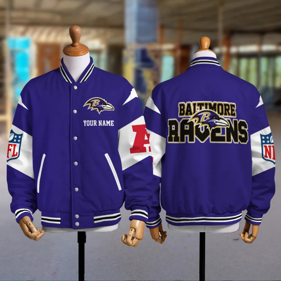 [SPECIAL OFFER] NEW CUSTOMIZED NFL28 BTR BALTIMORE RAVENS SATIN VARSITY & BASEBALL JACKET