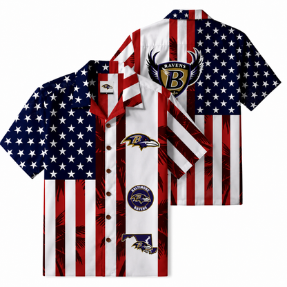 [SPECIAL OFFER] NEW CUSTOMIZED NFL28 BTR BALTIMORE RAVENS PATRIOTIC 250 USA HAWAIIAN SHIRT