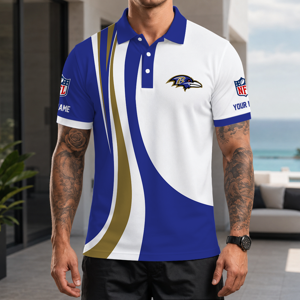 [SPECIAL OFFER] NEW CUSTOMIZED NFL28 BTR BALTIMORE RAVENS POLO SHIRT