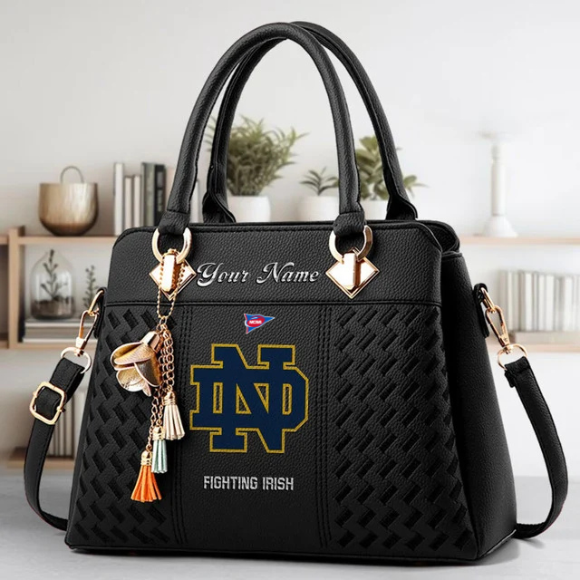 LIMITED EDITION - NEW CUSTOMIZED FBS NCAA28 NFI ND FIGHTING IRISH ZIP HANDBAG MULTICOLOR