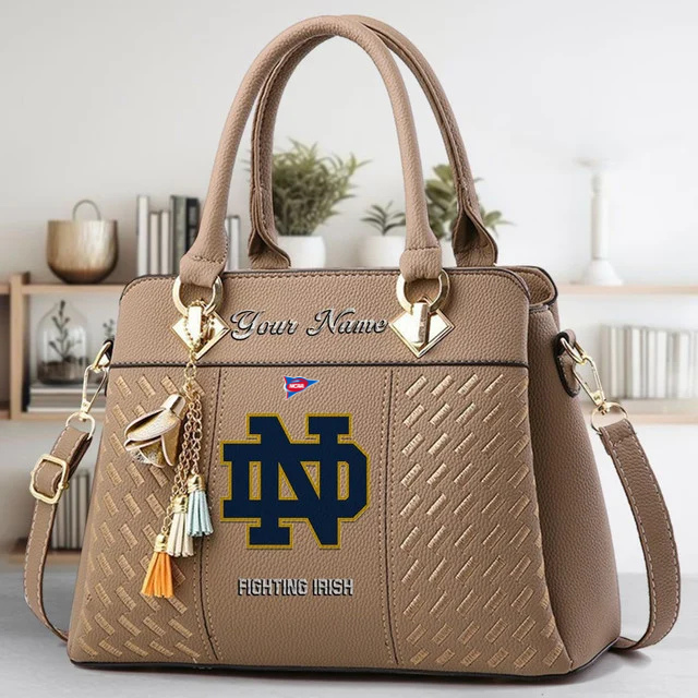 LIMITED EDITION - NEW CUSTOMIZED FBS NCAA28 NFI ND FIGHTING IRISH ZIP HANDBAG MULTICOLOR