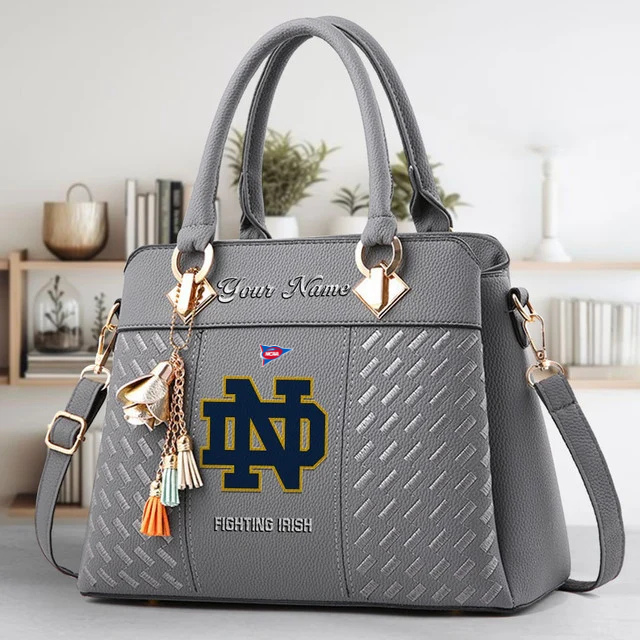 LIMITED EDITION - NEW CUSTOMIZED FBS NCAA28 NFI ND FIGHTING IRISH ZIP HANDBAG MULTICOLOR