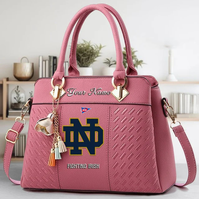 LIMITED EDITION - NEW CUSTOMIZED FBS NCAA28 NFI ND FIGHTING IRISH ZIP HANDBAG MULTICOLOR