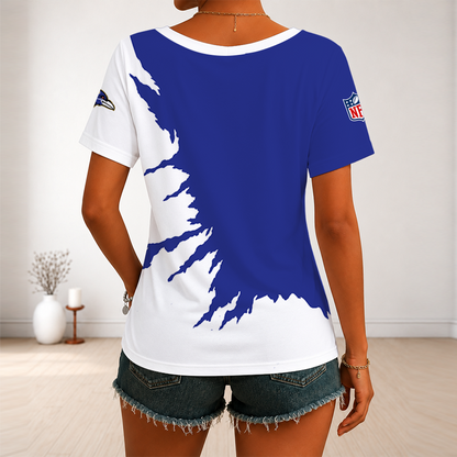 [SPECIAL OFFER] NEW CUSTOMIZED NFL28 BTR BALTIMORE RAVENS V-NECK FEMALE SHIRT