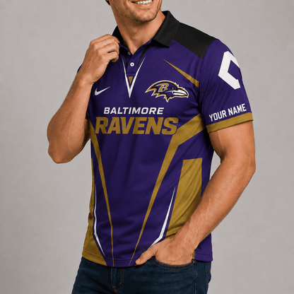 [SPECIAL OFFER] NEW CUSTOMIZED NFL28 BTR BALTIMORE RAVENS POLO SHIRT