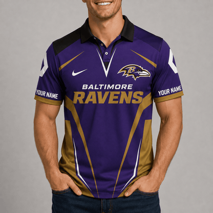 [SPECIAL OFFER] NEW CUSTOMIZED NFL28 BTR BALTIMORE RAVENS POLO SHIRT