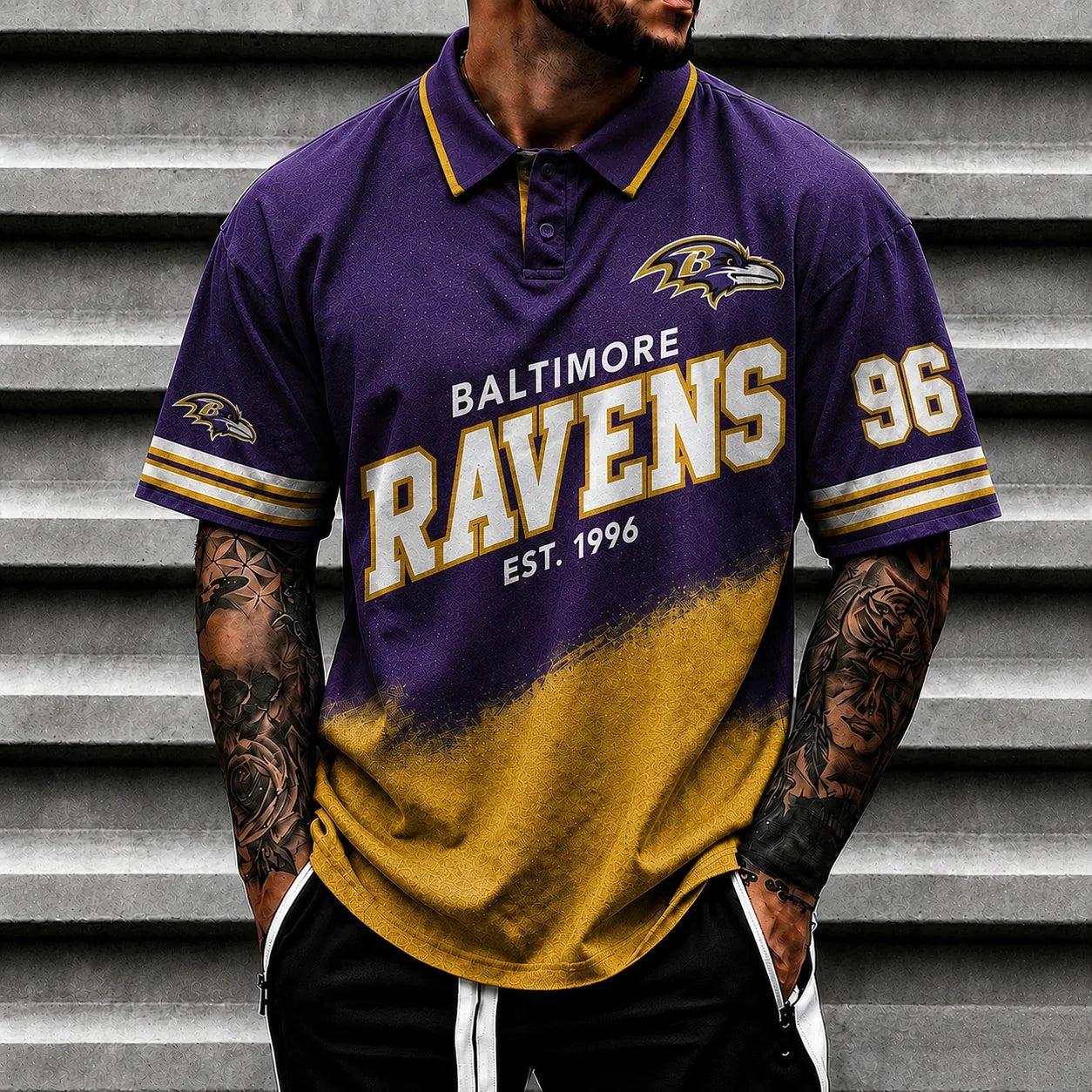 [SPECIAL OFFER] NEW CUSTOMIZED NFL28 BTR BALTIMORE RAVENS POLO SHIRT