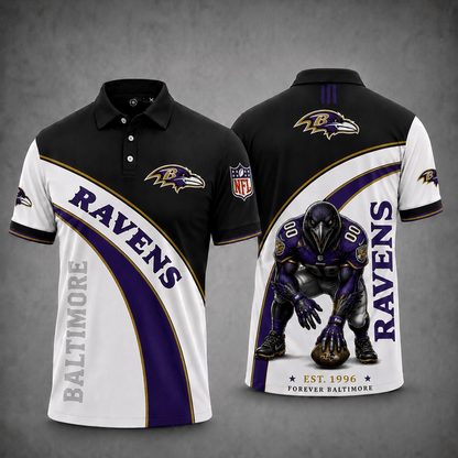 [SPECIAL OFFER] NEW CUSTOMIZED NFL28 BTR BALTIMORE RAVENS POLO SHIRT