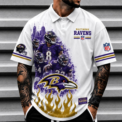 [SPECIAL OFFER] NEW CUSTOMIZED NFL28 BTR BALTIMORE RAVENS POLO SHIRT