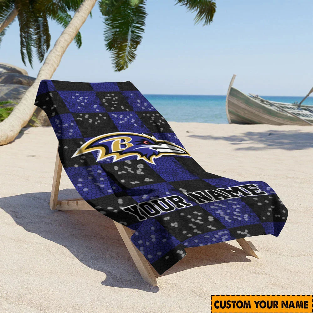 [SPECIAL OFFER] NEW CUSTOMIZED NFL28 BTR BALTIMORE RAVENS BEACH TOWEL