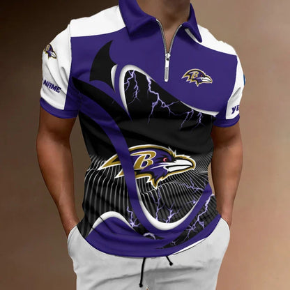 [SPECIAL OFFER] NEW CUSTOMIZED NFL28 BTR BALTIMORE RAVENS ZIP POLO SHIRT