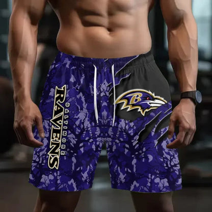 [SPECIAL OFFER] NEW CUSTOMIZED NFL28 BTR BALTIMORE RAVENS SHORT PANTS
