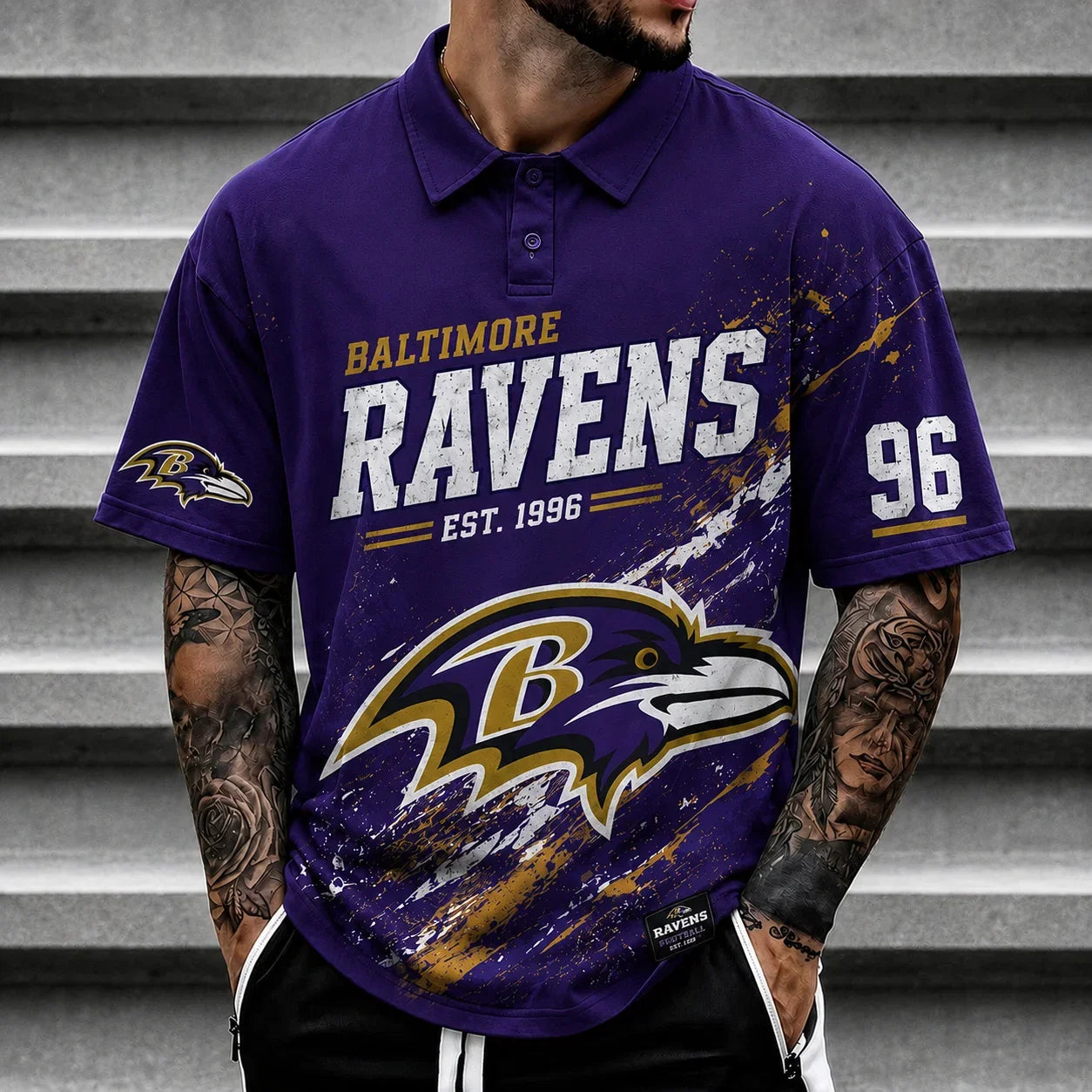 [SPECIAL OFFER] NEW CUSTOMIZED NFL28 BTR BALTIMORE RAVENS POLO SHIRT