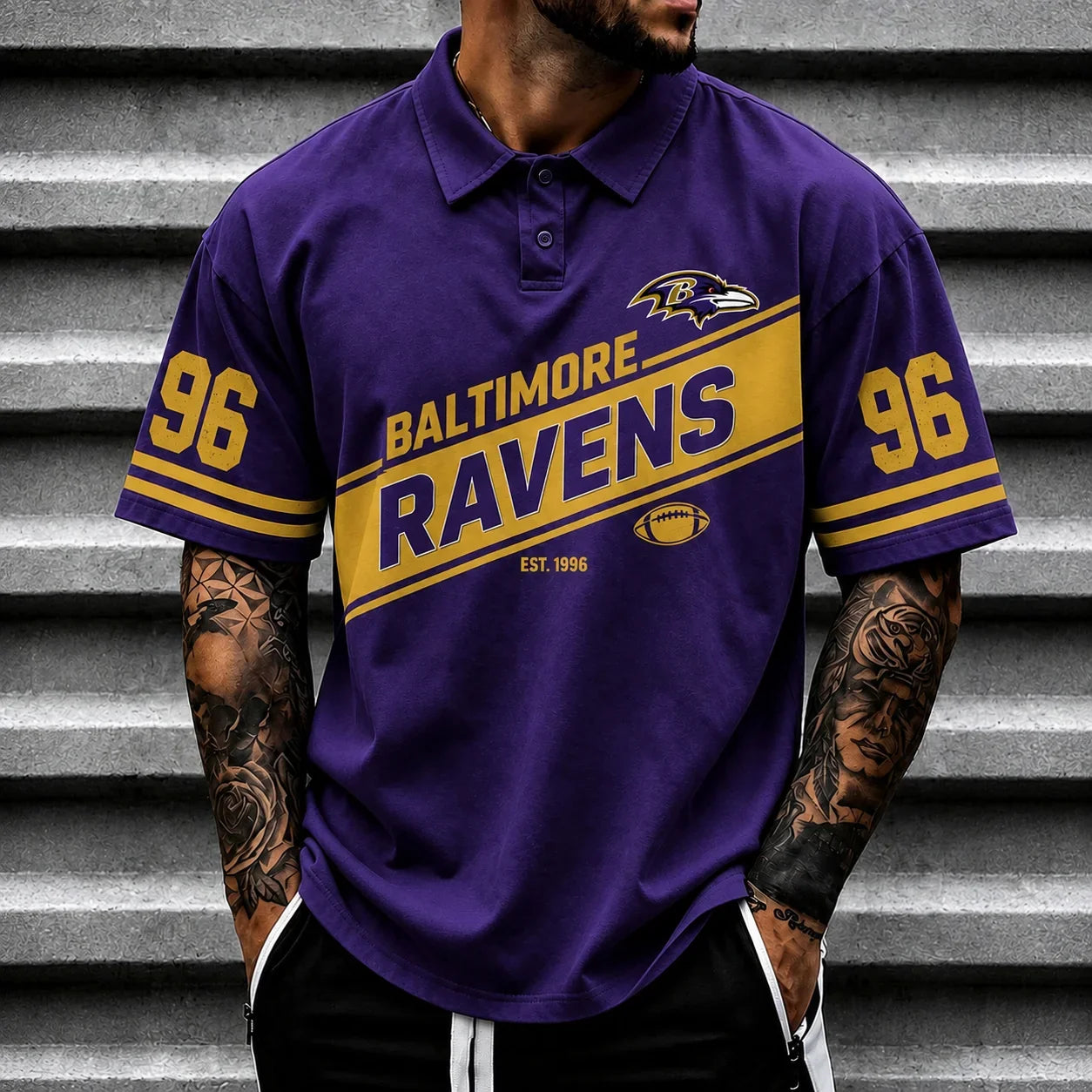 [SPECIAL OFFER] NEW CUSTOMIZED NFL28 BTR BALTIMORE RAVENS POLO SHIRT