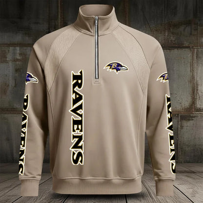 [SPECIAL OFFER] NEW CUSTOMIZED NFL28 BTR BALTIMORE RAVENS MEN'S MULTICOLOR QUARTER-ZIP PULLOVER