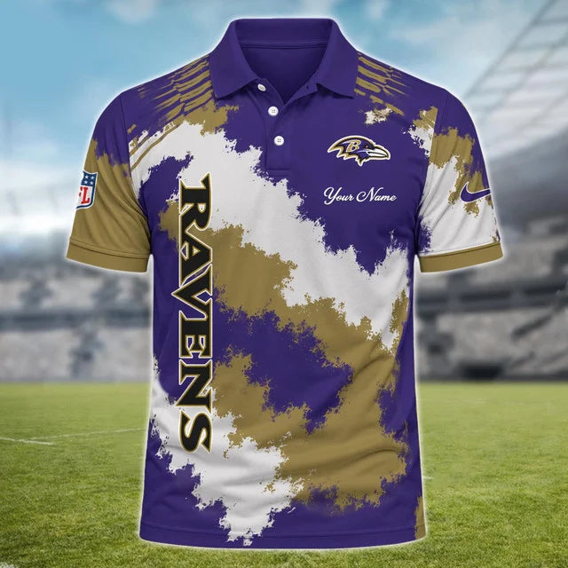 [SPECIAL OFFER] NEW CUSTOMIZED NFL28 BTR BALTIMORE RAVENS MULTICOLOR POLO SHIRT