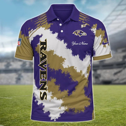 [SPECIAL OFFER] NEW CUSTOMIZED NFL28 BTR BALTIMORE RAVENS MULTICOLOR POLO SHIRT