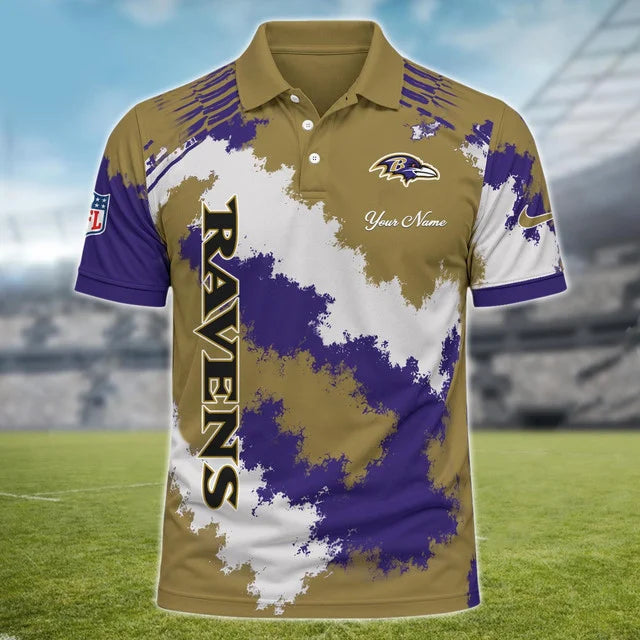 [SPECIAL OFFER] NEW CUSTOMIZED NFL28 BTR BALTIMORE RAVENS MULTICOLOR POLO SHIRT