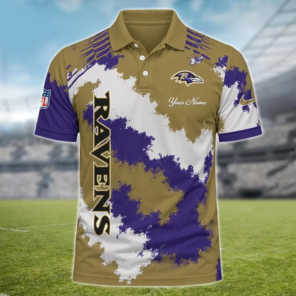 [SPECIAL OFFER] NEW CUSTOMIZED NFL28 BTR BALTIMORE RAVENS MULTICOLOR POLO SHIRT